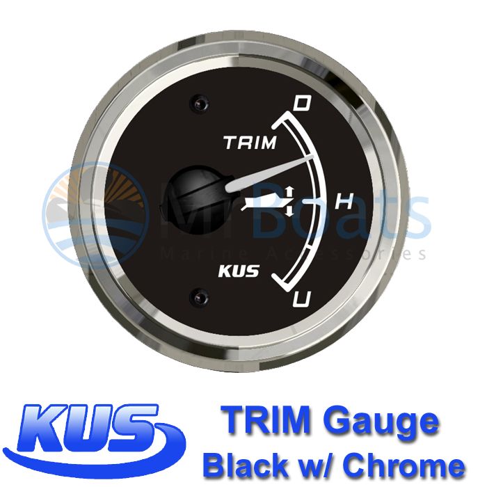 KUS BOAT TRIM GAUGE ★ BLACK & CHROME ★ Dia 2" 52MM OUTBOARD MARINE 0